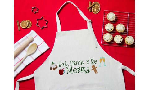 Eat Drink & Be Merry Christmas Apron